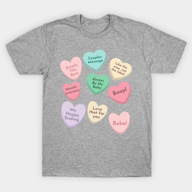 Creek Candy Conversation Hearts Valentines T-Shirt by WearablePSA